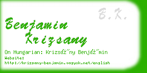 benjamin krizsany business card